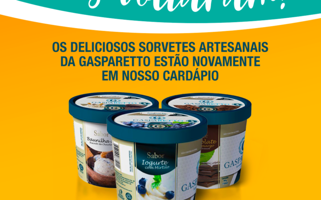 Anúncio para venda de sorvete Gasparetto